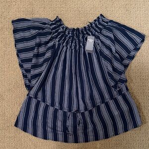 Abercrombie & Fitch Navy and White Striped Blouse